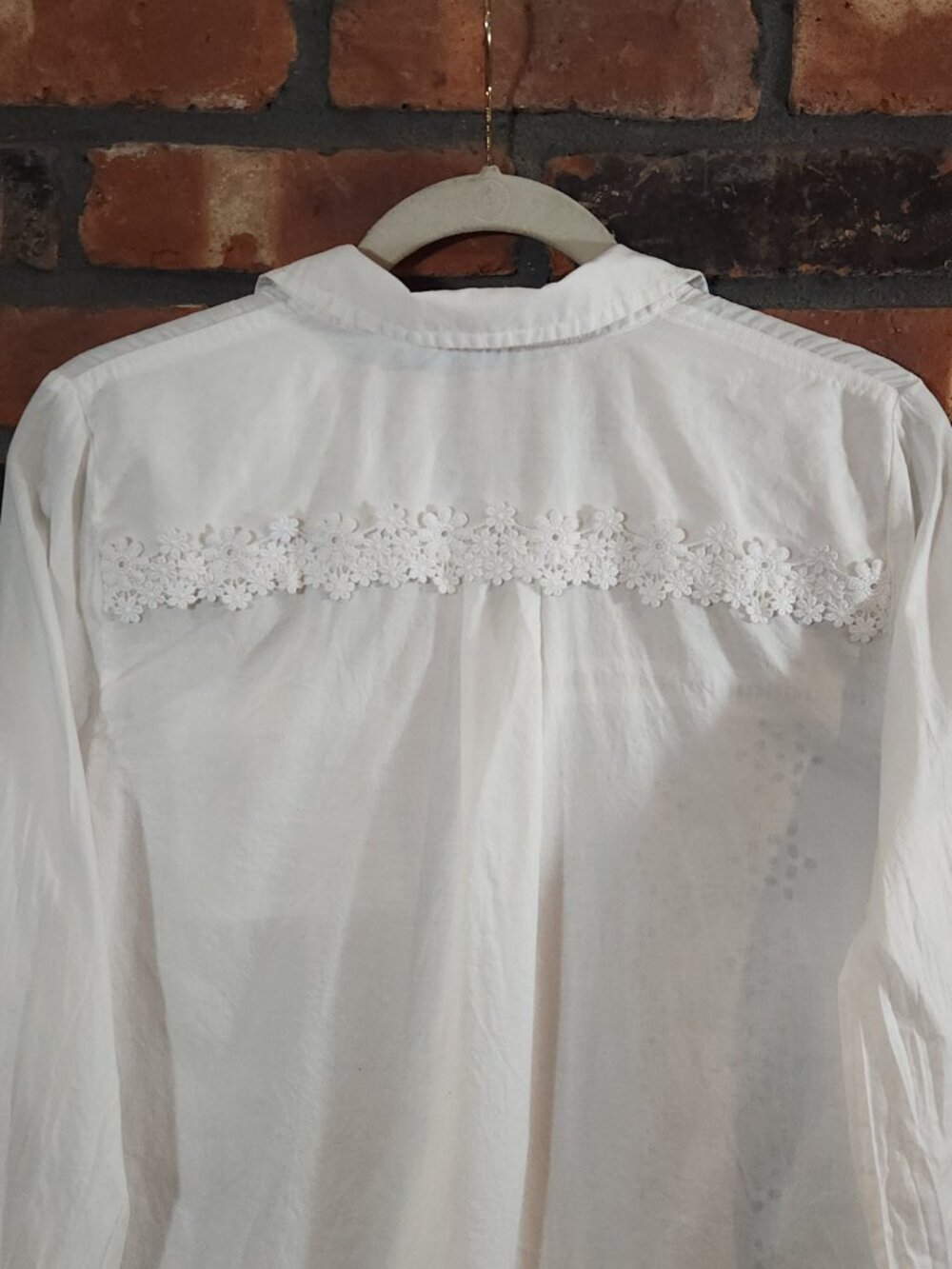 J. Crew Cotton Voile Beach Shirt in White Eyelet Coastal Cottagecore Women's S - Picture 8 of 9